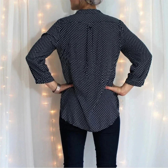 Market & Spruce Colibri Polka Dot Print Blouse, Navy Size S - Picture 2 of 9